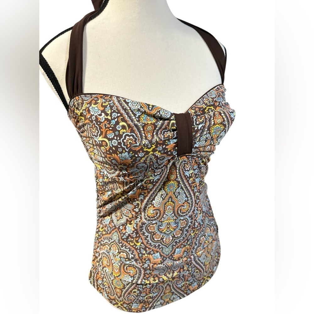 Tommy Hilfiger Brown and Blue Paisley Swim Top - Picture 2 of 9